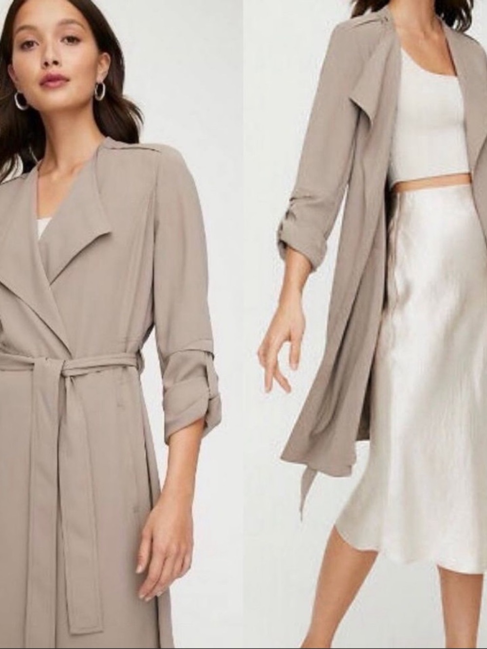 Aritzia BABATON Taupe Lightweight Trench Coat with Belt